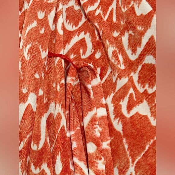 Mlle Gabrielle" Stylish Orange and White Patterned Dress, Size Small - Picture 7 of 7